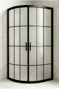 Duşakabin Oval Siyah Çizgi Buzlu 5mm Yükseklik 190 Cm